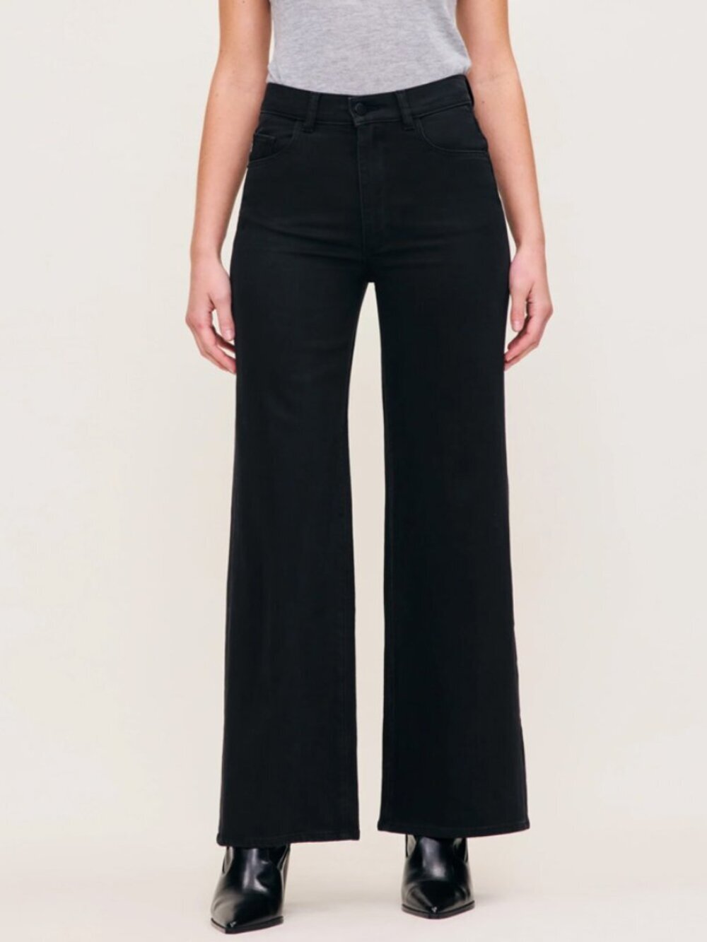 DL1961 Hepburn Jet Black Wide Leg High Rise Jeans Size 30